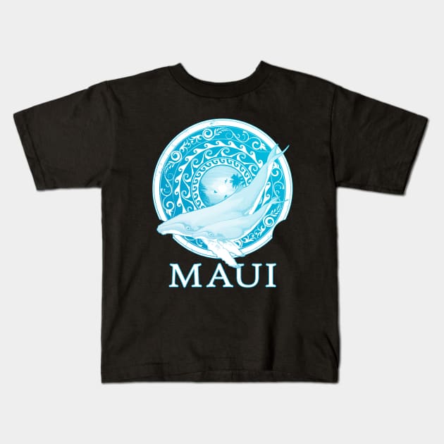 Humpback whales Shield of Maui Kids T-Shirt by NicGrayTees